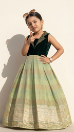 Ethnia Emerald Green & Gold Heritage Gown