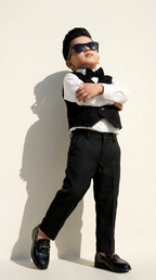 Boys’ Black Textured Waistcoat Formal