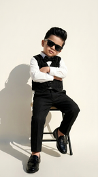 Boys’ Black Textured Waistcoat Formal