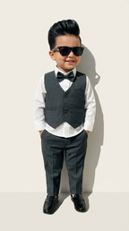 Charcoal Grey Waistcoat & Trouser Set