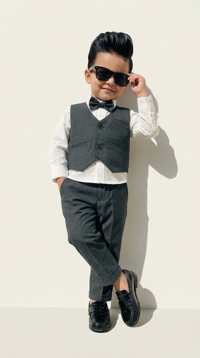 Charcoal Grey Waistcoat & Trouser Set