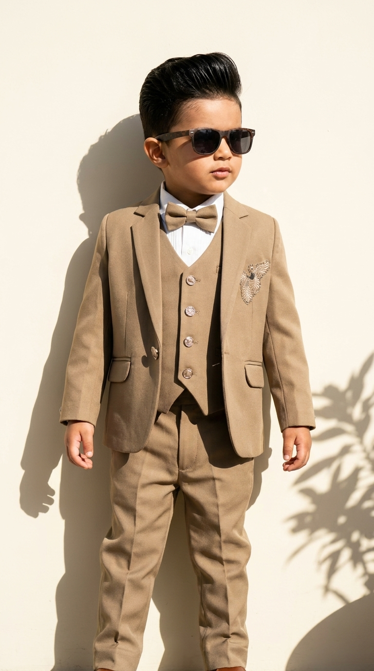 Beige Classic 5-Piece Formal Suit Set