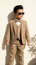 Beige Classic 5-Piece Formal Suit Set