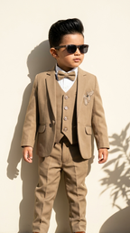 Beige Classic 5-Piece Formal Suit Set