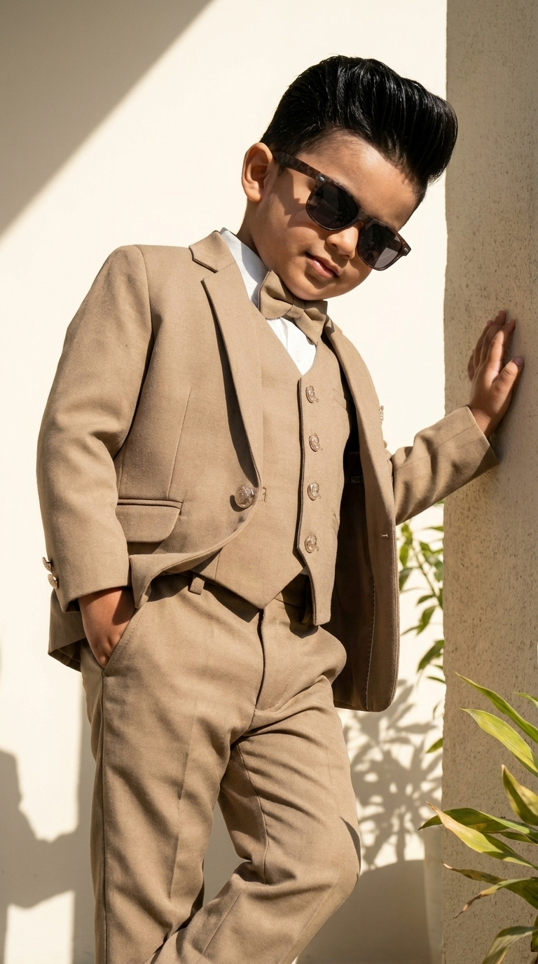 Beige Classic 5-Piece Formal Suit Set