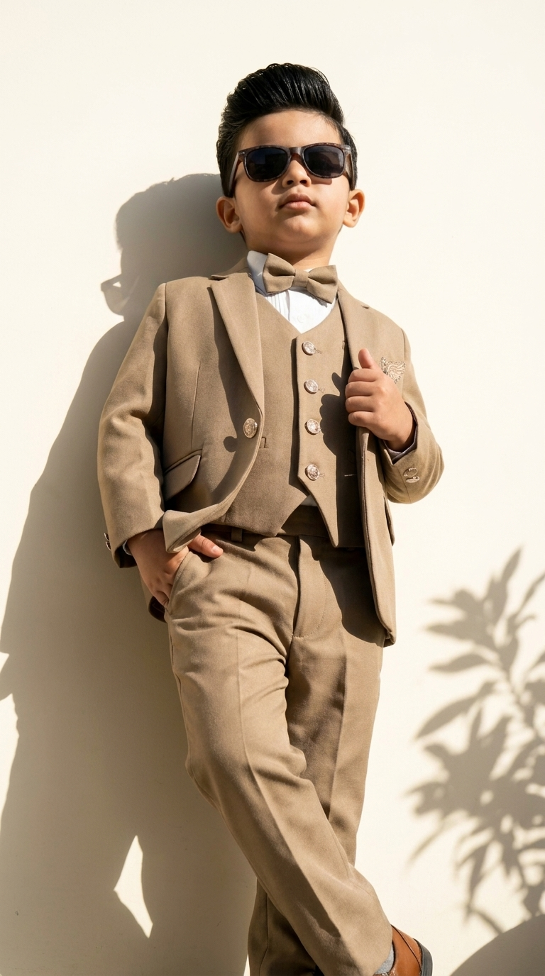 Beige Classic 5-Piece Formal Suit Set
