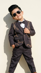 Charcoal Grey Embroidered 3-Piece Formal Suit Set