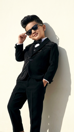 Boys’ Black Embroidered 5-Piece Suit Set