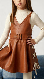 Brown Leather Pinafore Set
