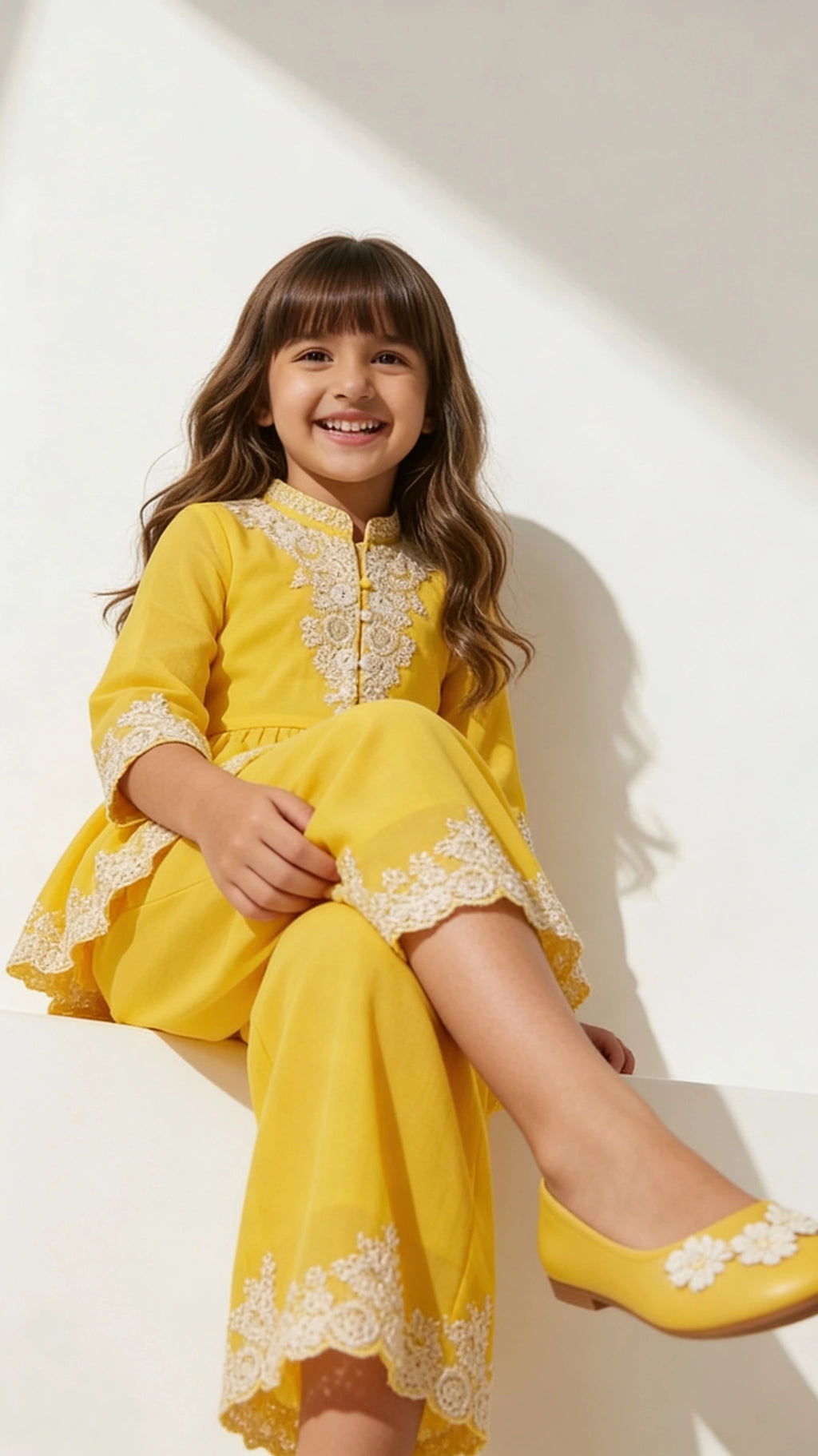 Sunshine Yellow Ethnic Peplum Set