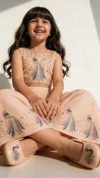 Peach Peacock Festive Lehenga Set