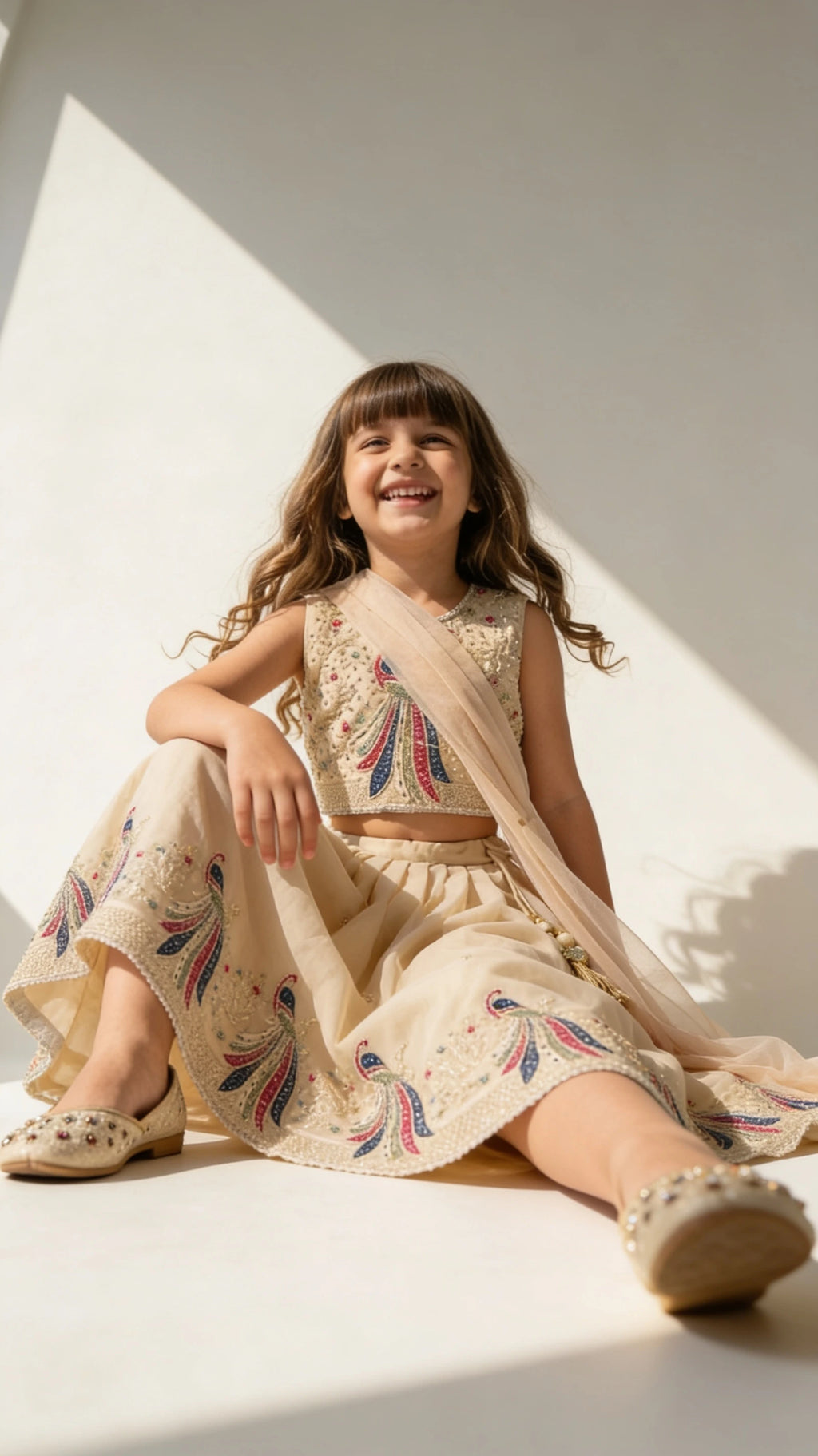 Ivory Peacock Designer Lehenga Set
