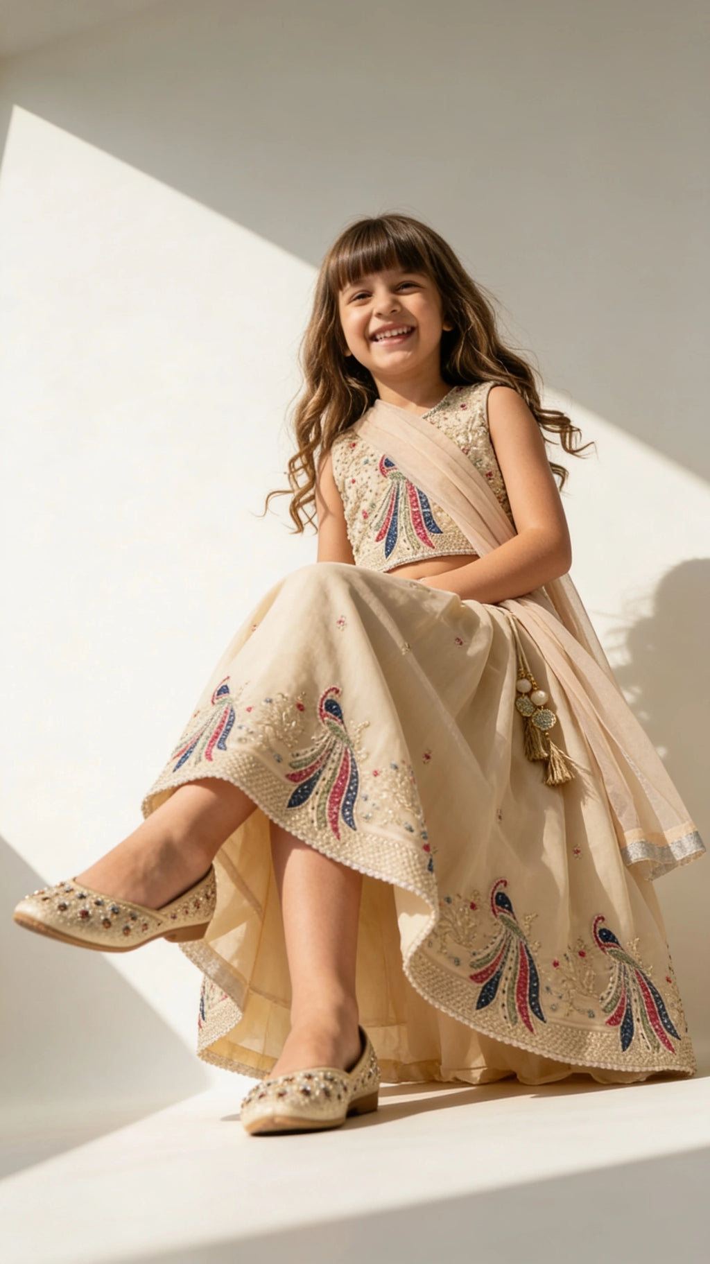 Ivory Peacock Designer Lehenga Set