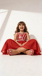 Scarlet Red Indo-Western Flare Set