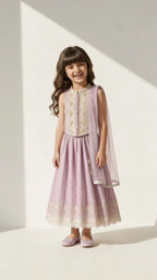 Mauve Floral Twirl Lehenga Set