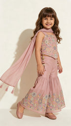 Dusty Rose Floral Sharara Set