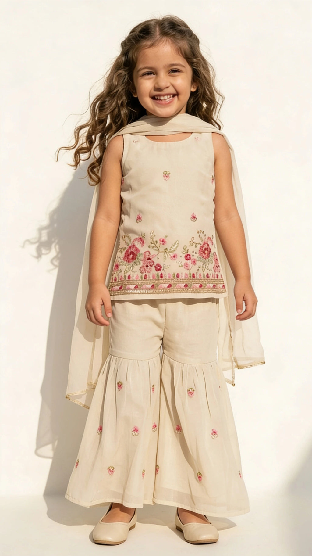 Ivory Floral Sharara Set