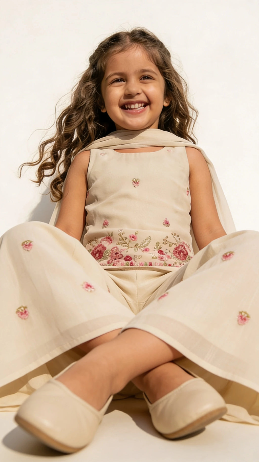 Ivory Floral Sharara Set