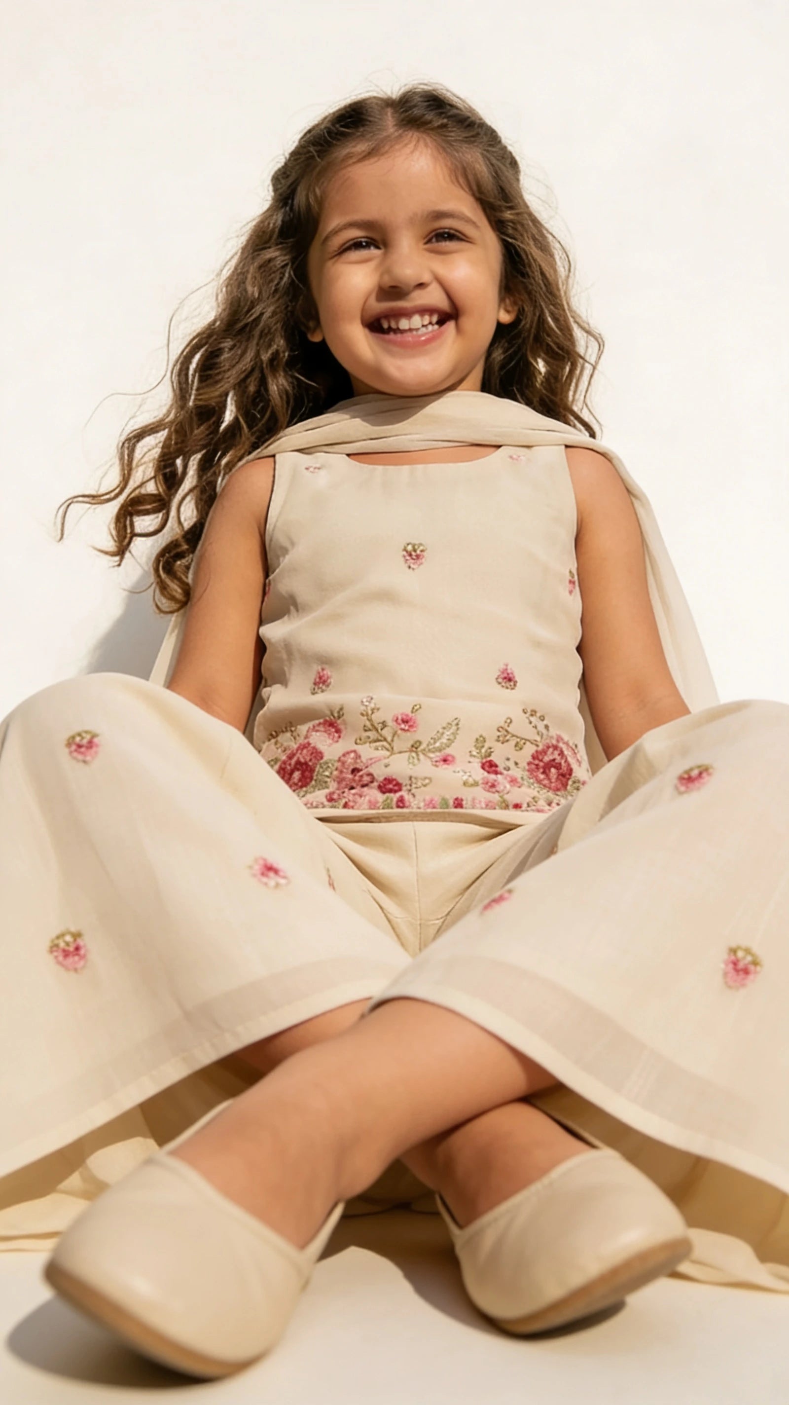 Ivory Floral Sharara Set