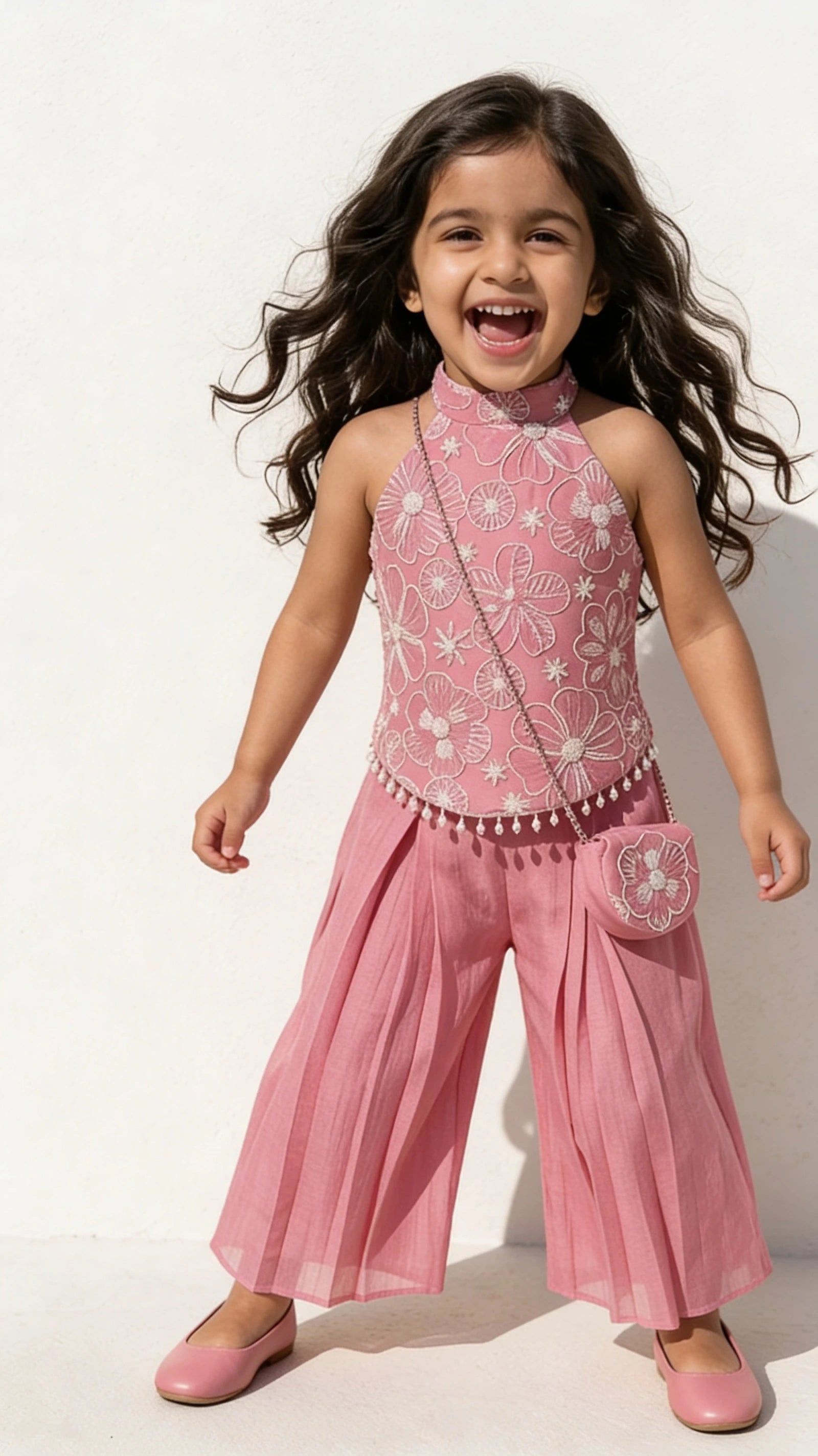 Blush Pink Floral Indo-Western Set