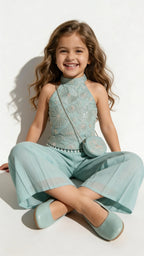 Mint Green Floral Indo-Western Set