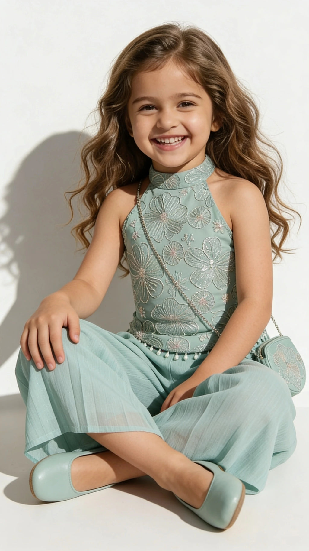 Mint Green Floral Indo-Western Set