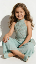Mint Green Floral Indo-Western Set