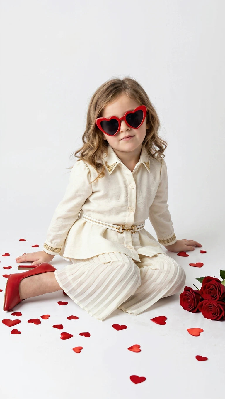 Ivory Pleated Co-ord Set