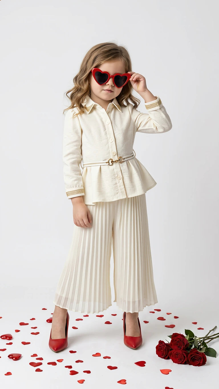 Ivory Pleated Co-ord Set