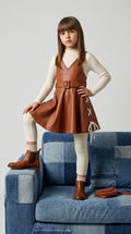 Brown Leather Pinafore Set