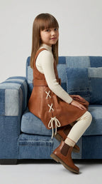 Brown Leather Pinafore Set