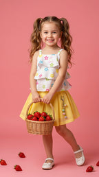 Floral Top with Yellow Skirt Set