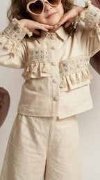 Beige Embroidered Ethnic Co-ord Set