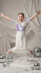 Rainbow Sequin & Ivory Skirt Set