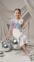 Rainbow Sequin & Ivory Skirt Set