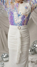 Rainbow Sequin & Ivory Skirt Set