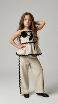 Beige & Black Linen Co-ord