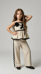 Beige & Black Linen Co-ord