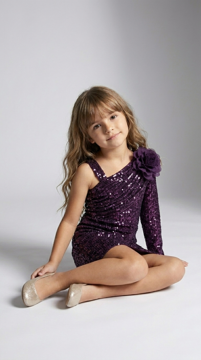 Plum One-Shoulder Sequin Dress