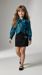 Emerald Bow Shirt Set