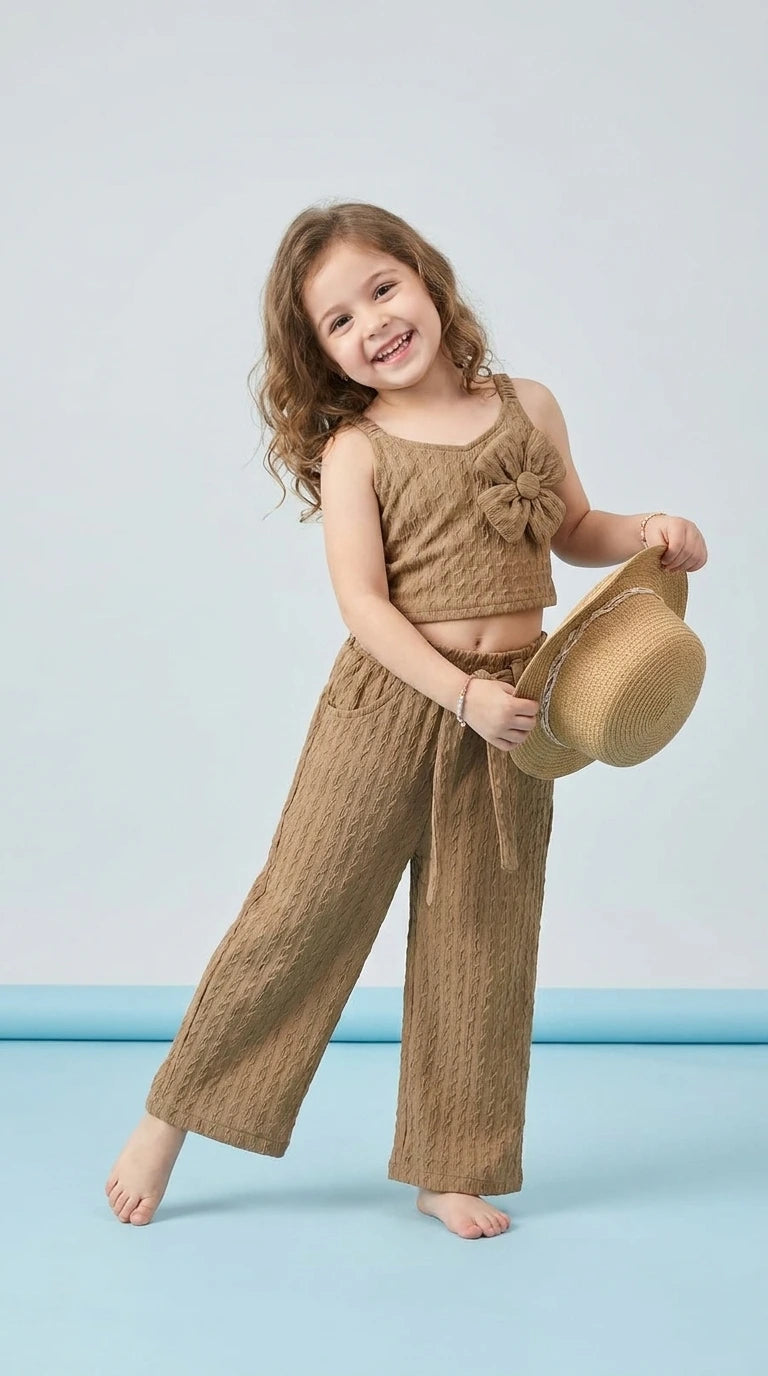 Mocha Wide-Leg Jumpsuit Set