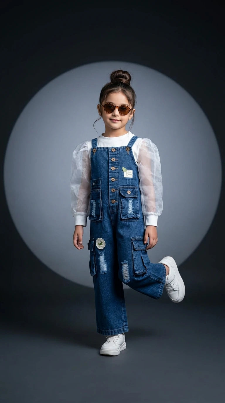 Denim Dungaree Chic Set