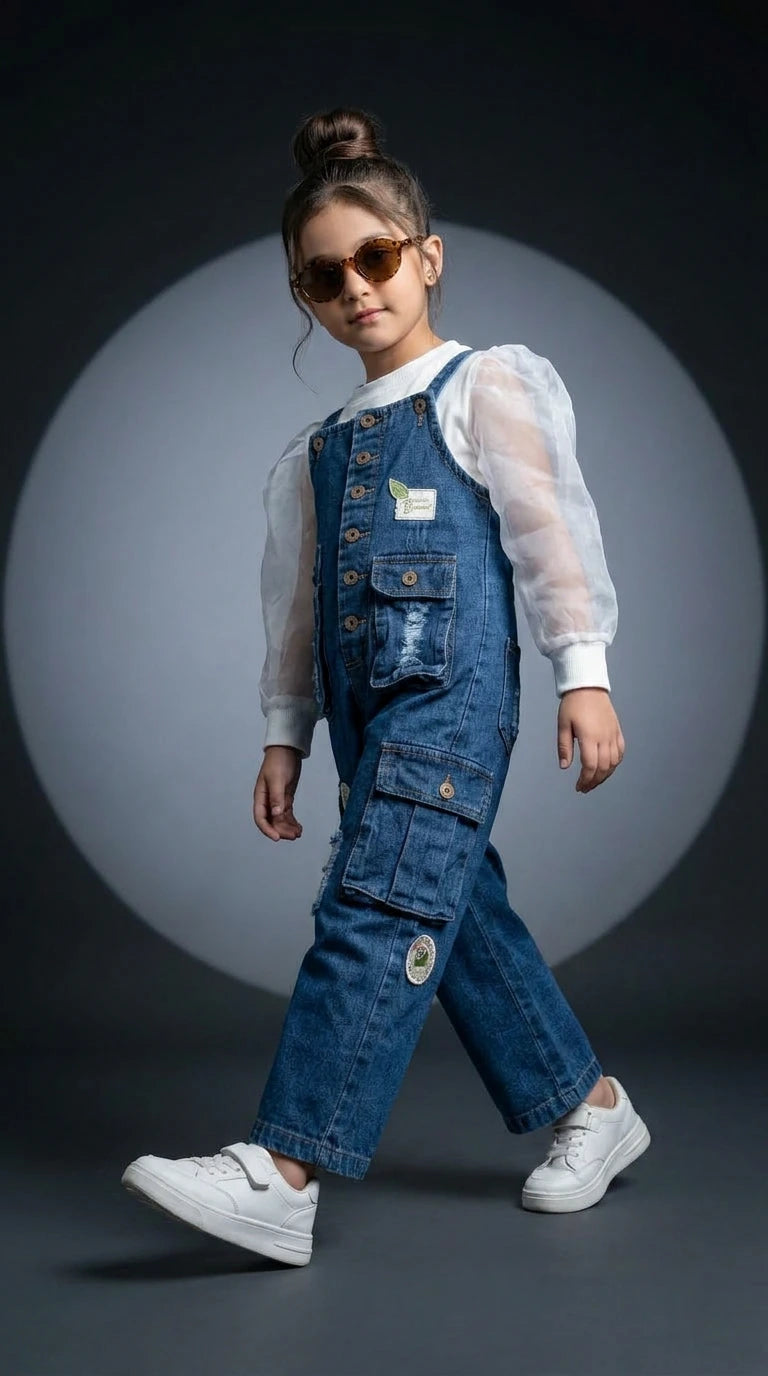 Denim Dungaree Chic Set