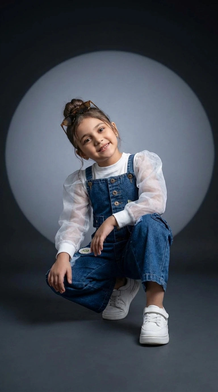 Denim Dungaree Chic Set