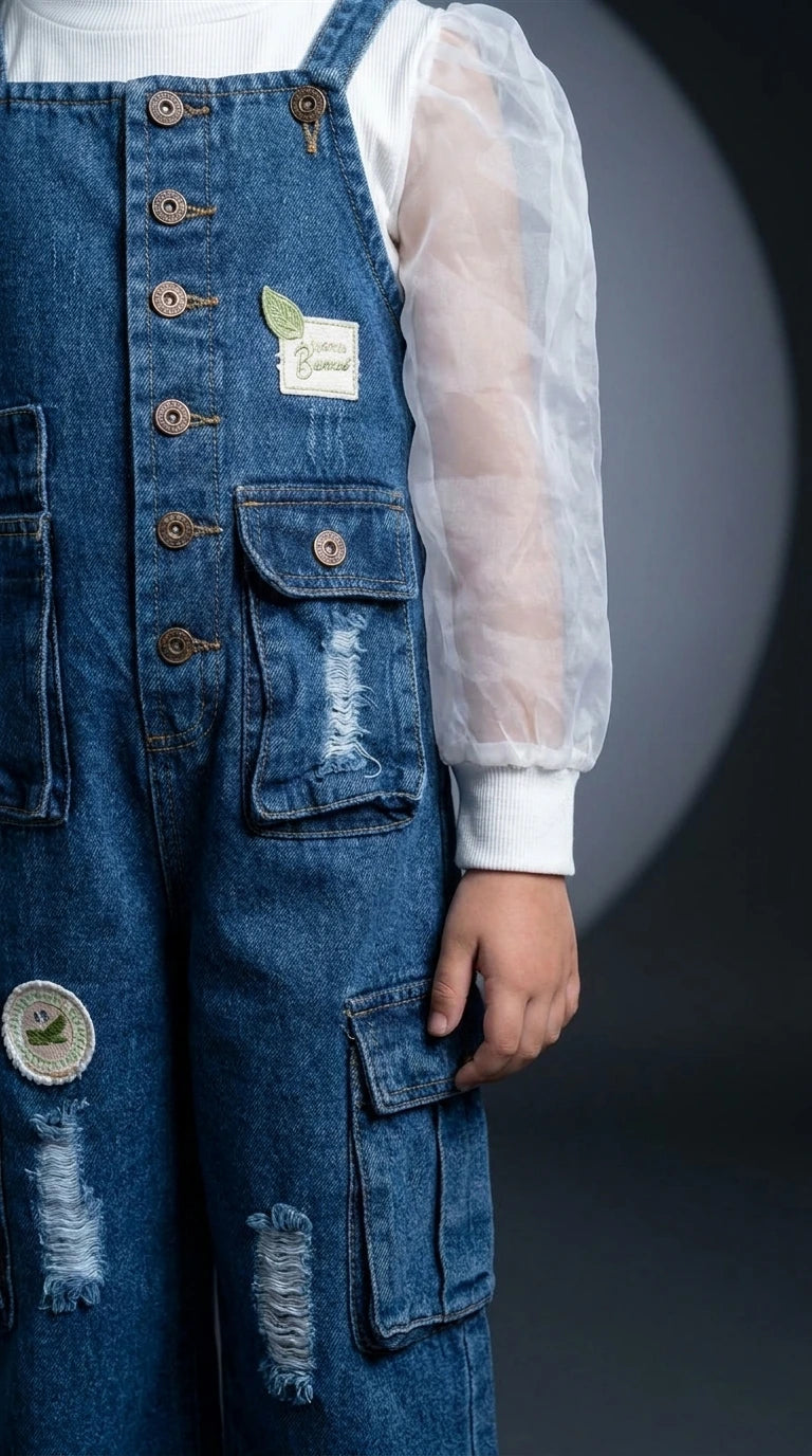 Denim Dungaree Chic Set