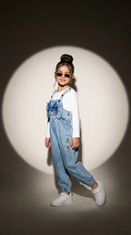 Denim Bow Dungaree Set