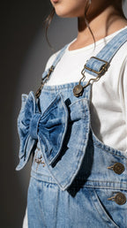 Denim Bow Dungaree Set
