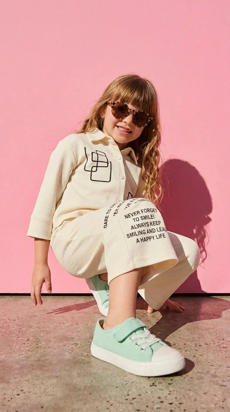 Cream Printed Casual Co-ord