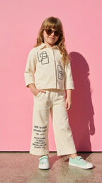 Cream Printed Casual Co-ord