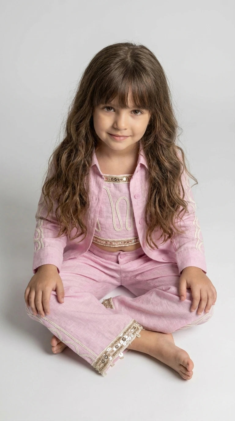 Blush Pink Embroidered Co-ord